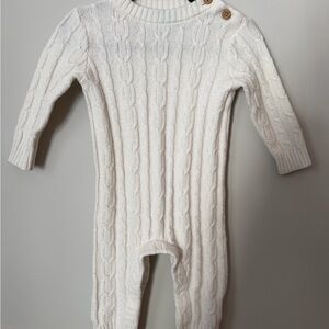 Old Navy Baby Cable Knit Sweater Romper 3-6M | Cream One Piece